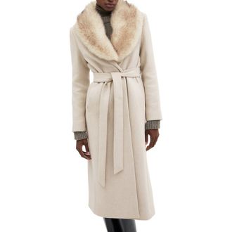 Mango Wool Blend Coat with Removable Faux Fur Collar in Light/Pastel Grey at Nordstrom Rack, Size X-Small