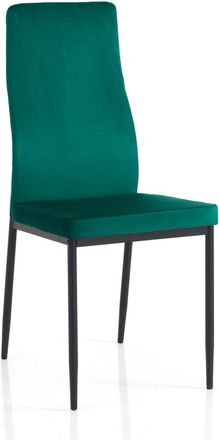 Oresteluchetta Set 6 sillas de microfibra terciopelo verde, patas negras 95x41x53 cm