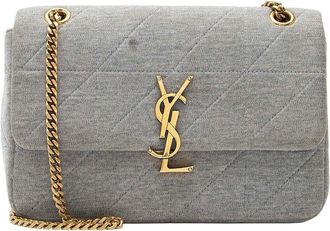 Saint Laurent Grey Quilted Jersey Monogram Jamie Medium Shoulder Bag (Authentic Pre-Loved)