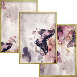 OEM P&oacute;sters De Pared, Cuadros De Pared, Flores Rosas, Glamour Dorado Para El Dormitorio