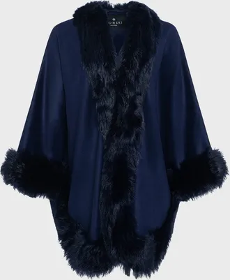 Gorski Cashmere Cape With Toscana Shearling Lamb Trim