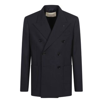Valentino Garavani Dubbele-breasted Blazer - Heren - Business blazers - Blauw - S - Wol - Kostuums