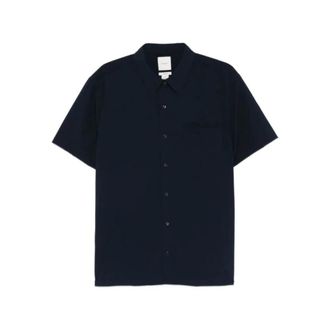 Calvin Klein Short Sleeve Shirts, male, Blue, Size: XL Solid Seersucker Classic Shirt