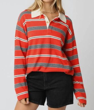 Azalea Romy Relaxed Drape Polo In Cherry