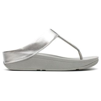 FitFlop Fino Glitterdust Metallic Toe Post Synthetic Leather Womens Toe Post Sandals - Silver - Size:UK 5