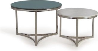 Giner&Colomer Set de 2 mesas en acero inoxidable y tapas de mármol