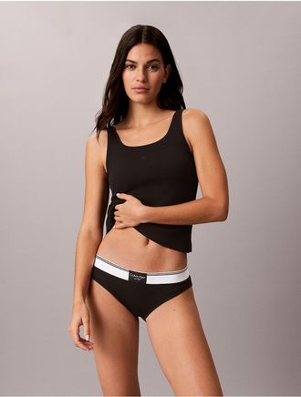 Calvin Klein Womens Cotton Stretch Rib Padded Tank Top - Black - XL