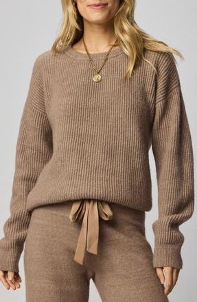 Splendid Stassi Satin Tie Back Sweater in Macchiato Brown Heather at Nordstrom Rack, Size Medium