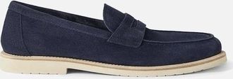 Brunello Cucinelli Mens SUEDE LOAFERS - Blue - Size: 10