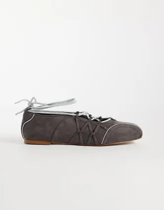 JW PEI Iria ballerine stringate grigio scuro