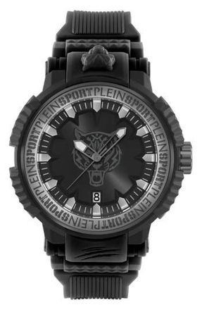 Plein Sport Tiger Power Watch in Black/Grey/Black at Nordstrom Rack