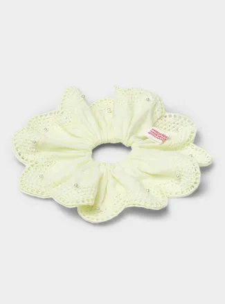 Simons Womens Large pearl and openwork scalloped scrunchie