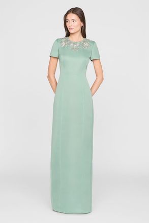 Theia Sorelia Floral Beaded Gown in Whispering Sage at Nordstrom, Size 16