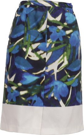 Dries Van Noten Printed Knee Length Skirt in Multicolor Silk