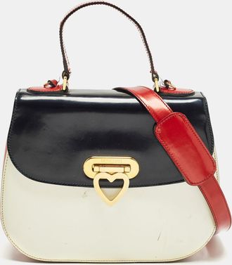 Moschino Tricolor Patent Leather Flap Shoulder Bag