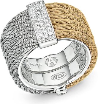 Al&oacute;r Womens Wide Band Ring In Grey And Yellow