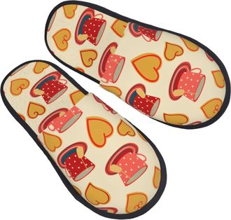 Generic Comfortable Fluffy Slipper Cups of Tea House Shoes Non-Slip Home Slippers for Travel Ladies Hotels L