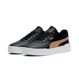 Puma Sneaker PUMA CARINA 3.0 TOPCAT, Damen, Gr. 37,5, puma schwarz, toasted almond, Synthetik, animal-print, Schuhe Sneaker
