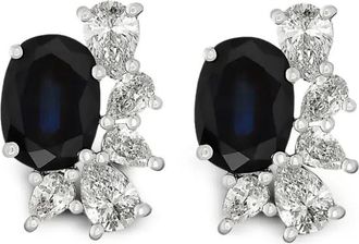 ROSEKEY Orecchini Dew Drops in oro bianco 18kt con zaffiri e diamanti - Argento