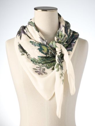 Talbots Fresco Floral Square Scarf - Ivory - 001 Talbots