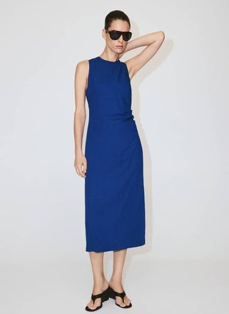 Mango Vestito increspatura laterale dettaglio fiocco blu - Donna - XXS - MANGO