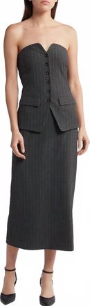Moon River Pinstripe Midi Dress In Black