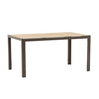 Siediti Fuori e Dentro Mesa rectangular 150x90 cm de aluminio y tapa de vidrio madera