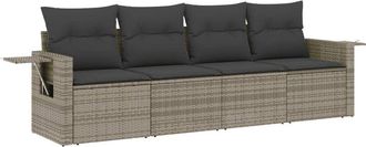 vidaXL Set De Sof&aacute;s De Jard&iacute;n 4 Pzas Y Cojines Rat&aacute;n Sint&eacute;tico Gris Vidaxl