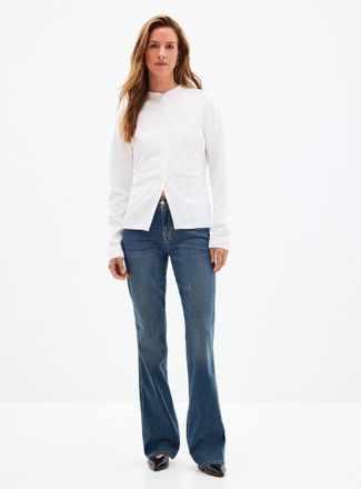 7 For All Mankind Womens Medium indigo contrast seams Kimmie jean Fit: Flared leg, regular rise