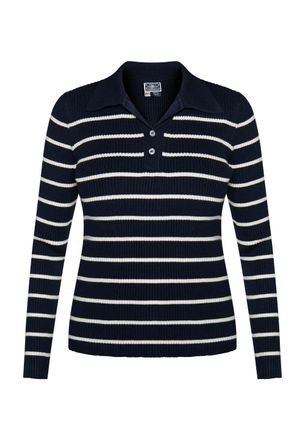 Dreimaster Dreimaster Gebreide trui Dames marine wol wit