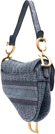 Dior Hobo Bags - 2019 Oblique Embroidered Denim Saddle Bag - Gr. unisize - in Blau - für Damen