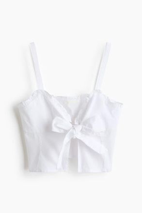 H&M Cropped Tie-detail Top in White at Nordstrom, Size X-Small
