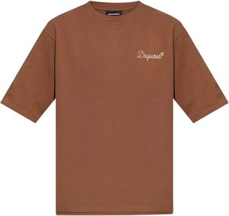 Dsquared2 Signature Loose Fit T-Shirt - Heren - T-shirts - Bruin - XL - Katoen - Tops