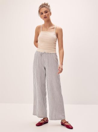 Twik Womens Patterned linen-blend wide-leg pant