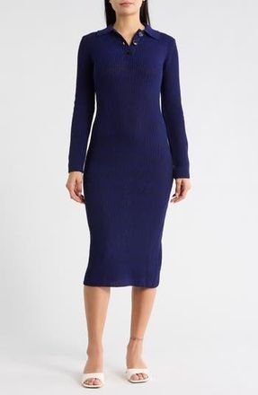 Desigual Ribbed Knit Long Sleeve Sweater Dress in Klein Blue at Nordstrom Rack, Size Medium