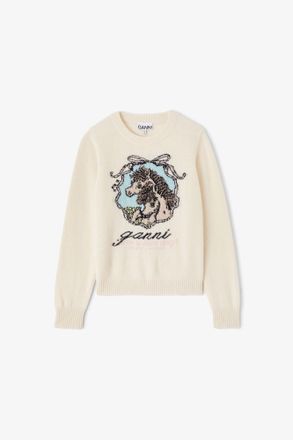 Ganni White Jumper with Horses