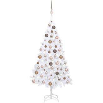 vidaXL &Aacute;rbol De Navidad Preiluminado Con Luces Y Bolas Blanco 150 Cm Vidaxl