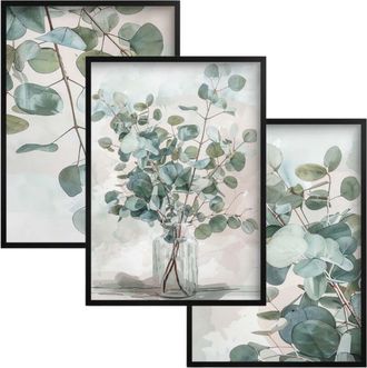 OEM Conjunto De P&oacute;steres De Pared Con Hojas Verdes Pastel Para Decoraci&oacute;n De Pared