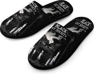 Generic Cat Society Mens Flannel Slipper Soft Comfy House Shoes Non Slip Winter Warm Indoor Outdoor Slippers