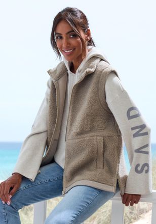 Elbsand Fleeceweste ELBSAND, Damen, Gr. 36, grau (taupe), Obermaterial: 100% Polyester, unifarben, gerade h&uuml;ftlang, Westen Fleeceweste, mit seitlichen Reissve