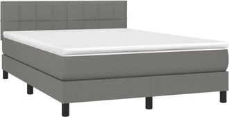 vidaXL Vidaxl - Cama Box Spring Colch&oacute;n Y Luces Led Tela Gris Oscuro 140x200 Cm
