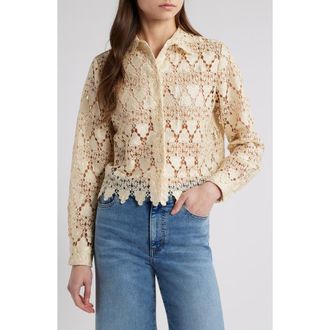Frame Denim Lace Button-Up Shirt in Ecru at Nordstrom Rack, Size Large