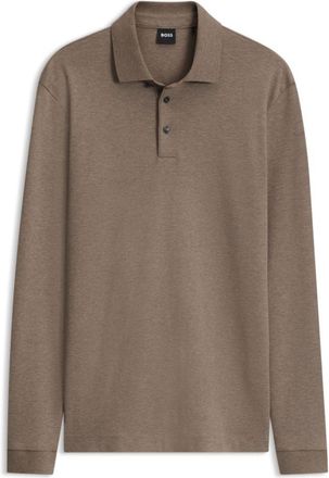 BOSS Long-sleeved polo shirt in interlock cotton with logo