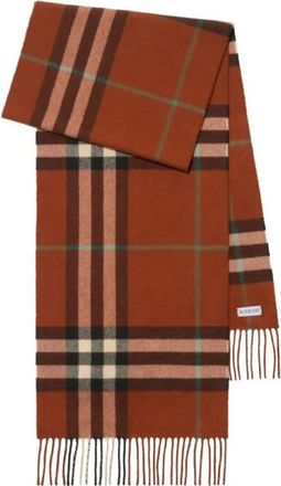 Burberry Check Fringed Cashmere Scarf