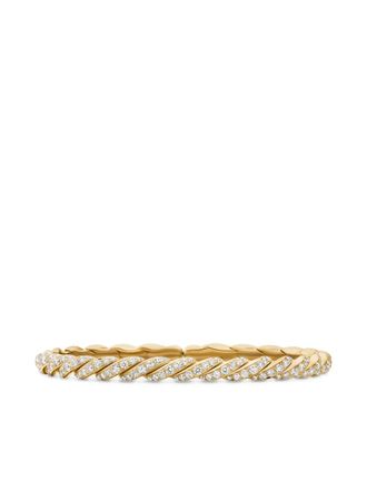 David Yurman 18kt yellow gold Sculpted Cable Flex bracelet (5mm) - women - Diamond/18kt Gold - M