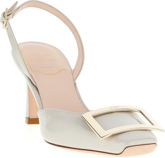Roger Vivier Womens Trompette Slingback Heel White Calfskin Leather