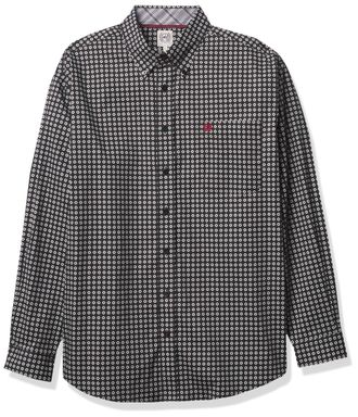 Cinch Mens September Geometric and Plaid Long Sleeve Classic Shirt, Black Beauty, XL