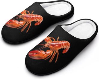 Generic Lobster Cute Womens Cotton Slipper Comfortable Cozy Plush Slippers Anti-Skid Indoor House Closed Toe Shoes