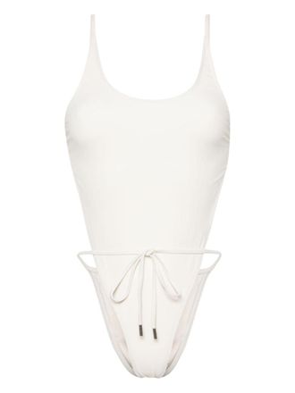 Saint Laurent tied open-side swimsuit - women - Polyamide/Spandex/Elastane - M - Neutrals