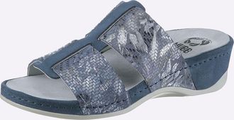 Mubb Pantolette MUBB, Damen, Gr. 36, marine, bedruckt, Glattleder, Leder, Veloursleder, Basic, Schuhe Pantolette